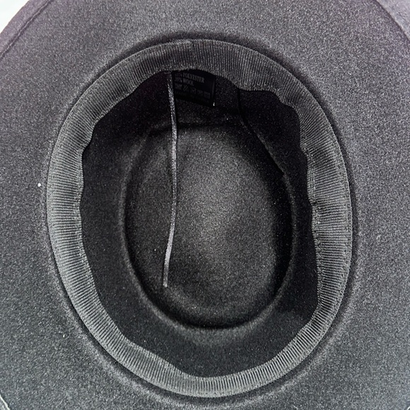 Black Wool Fedora Hat with Brown Trim - Picture 5 of 6